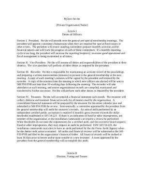 Constitution and Bylaws Sample Doc Template | pdfFiller