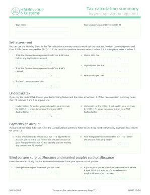 UK HMRC SA110 2011-2025 - Fill and Sign Printable Template Online