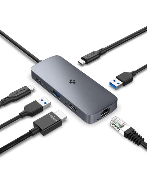 Spigen 4-in-1 USB Hub 3.2 gen1 5Gbps and 2 USB-A with 5Gbps, 2 USB-C ...