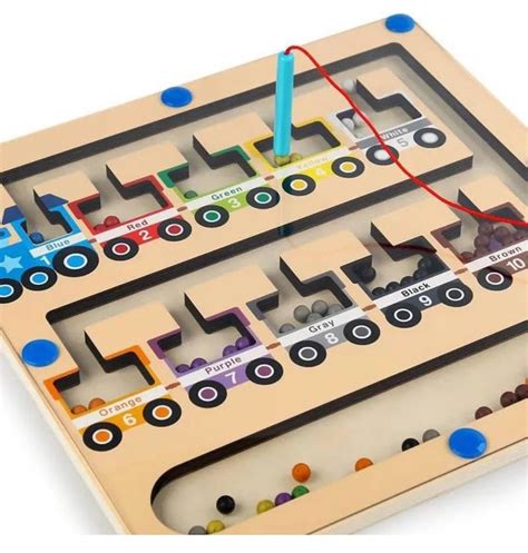 Wooden Magnetic location maze game, Magnet Train Maze, Color match ...