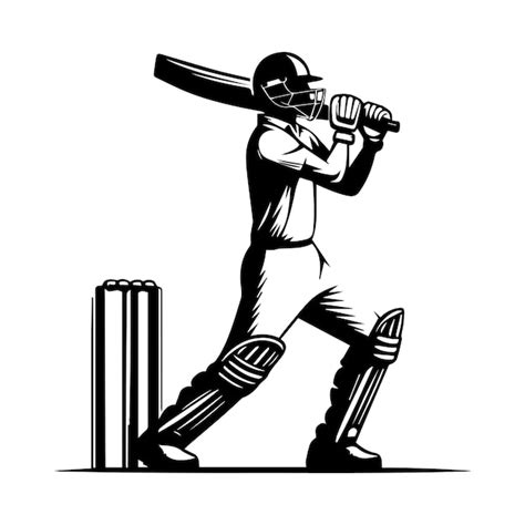 Cricket batsman vector silhouette | Premium Vector