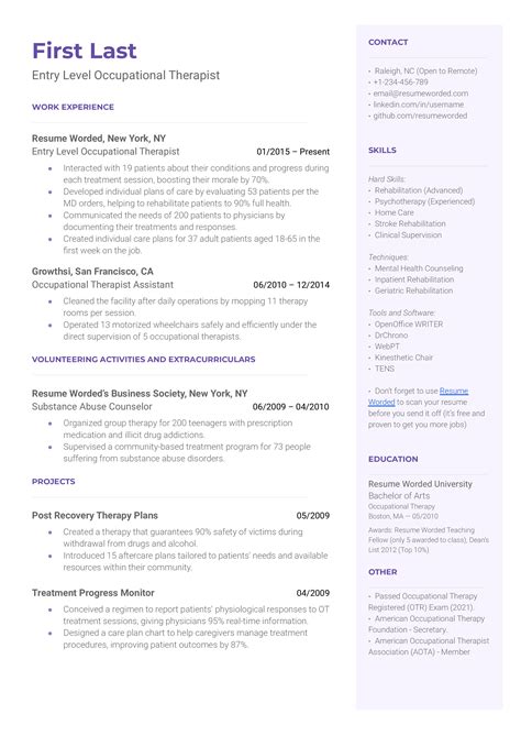 5 Occupational Therapist Resume Examples for 2025 | Resume Worded