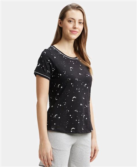 Buy Super Combed Cotton Relaxed Fit Printed Round Neck Half Sleeve T ...