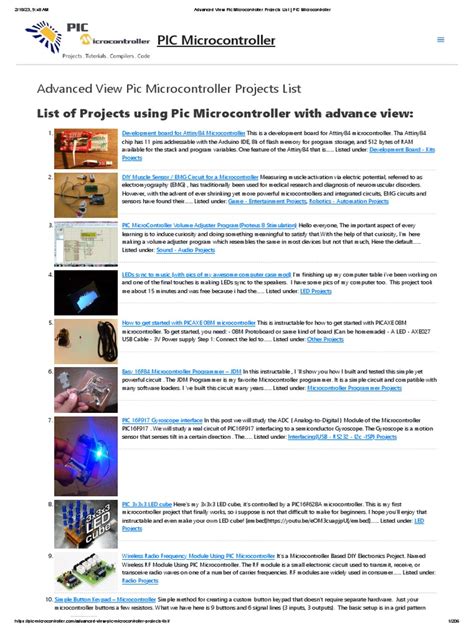 Advanced View Pic Microcontroller Projects List - PIC Microcontroller | PDF | Microcontroller ...