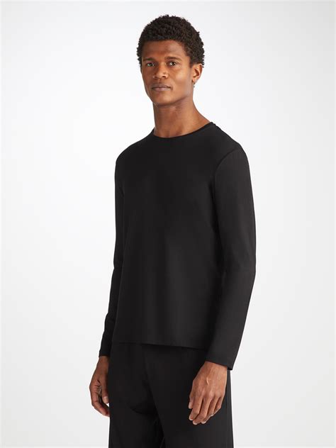 Mens Long T-Shirt Basel Micro Modal Black | Derek Rose