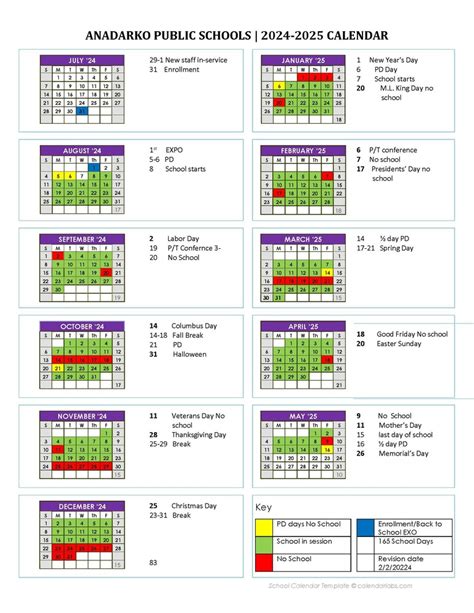 2024 - 2025 Anadarko Schools Calendar | Anadarko Public Schools