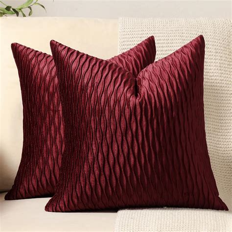 Amazon.com: DEZENE Christmas Burgundy Red Throw Pillow Covers: 2 Pack ...