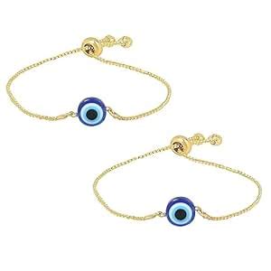 Buy I Jewels Stylish Gold Plated Enamel Evil Eye Adjustable Charm ...