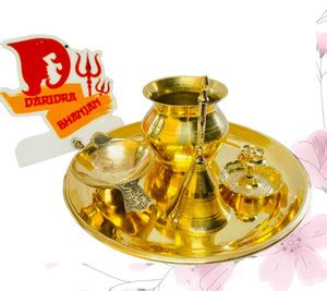 DARIDRA BHANJAN Brass Pooja Thali Set Puja Thali with Brass Plate,Diya ...