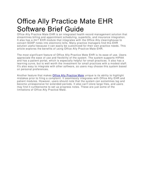 PPT - Office Ally Practice Mate EHR Brief Guide PowerPoint Presentation ...