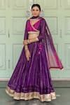 Buy Purple Chanderi Blend Gota And Sequin Work Surplice Neck ...