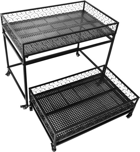 Buy 2 Tier Metal Mobile Raised Garden Succulent Flower Stand, Floor ...