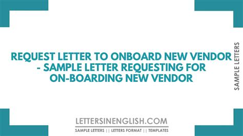 Vendor Registration Request Letter - Sample Request Letter for Vendor ...