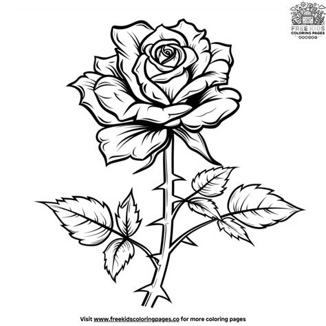 Realistic Rose Coloring Pages