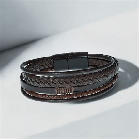 Buy Now Premium Leather Bracelet - TIERED TREASURE BROWN - Leather ...