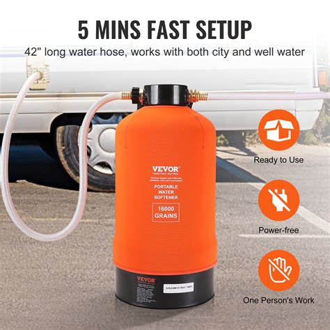 VEVOR RV Water Softener, 16,000 Grain Portable Water Softener, with 3/4 ...