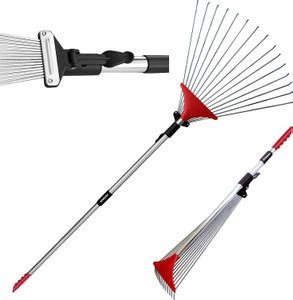 Sharpex Telescopic Metal Rake, Adjustable Rake for Quick Clean Up of ...