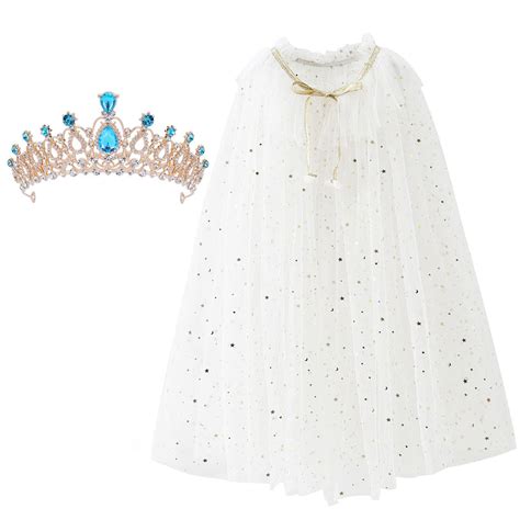 Amazon.com: XEPST Princess Cape White Princess Cloak with Princess Crown for Girls, Princess ...