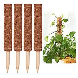AIWOJYQ 4 Pieces Coco Coir Poles - 15.7 Inch Each Moss Pole Support ...