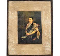Ravi Verma Print with Hand Work of Indian Lady in Wooden Frame