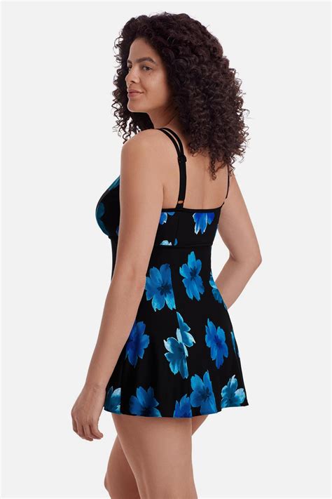 Longitude Long Torso Empire Princess Seam Swim Dress Tossed Flowers – Longitude Swim