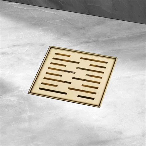 ELEGANTE DRAIN COLLECTION Slot Pattern Cover 6-in x 6-in Gold Stainless ...