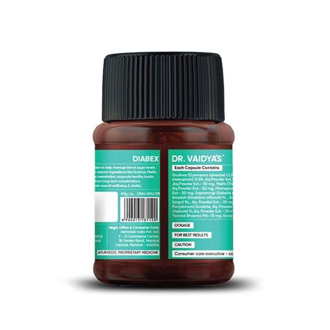 Dr. Vaidya's Diabex, 30 Capsules Price, Uses, Side Effects, Composition ...