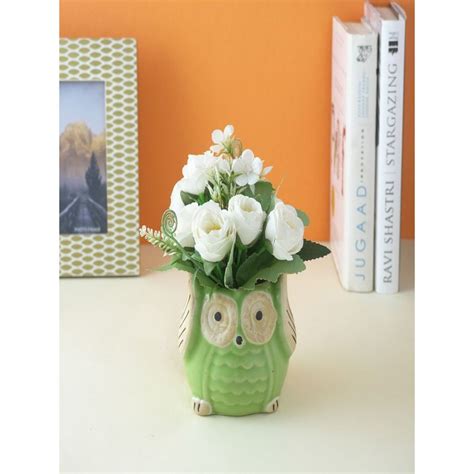 Buy The Decor Mart Ceramic Owl Planter - Light Green Online
