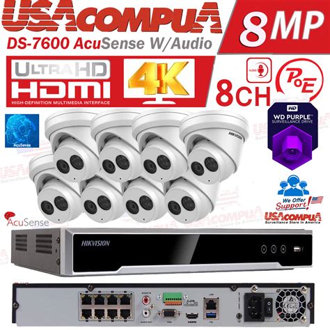 Buy Hikvision 4K 8CH 8 PoE NVR 4MP ACUSENSE With Audio Security Camera ...