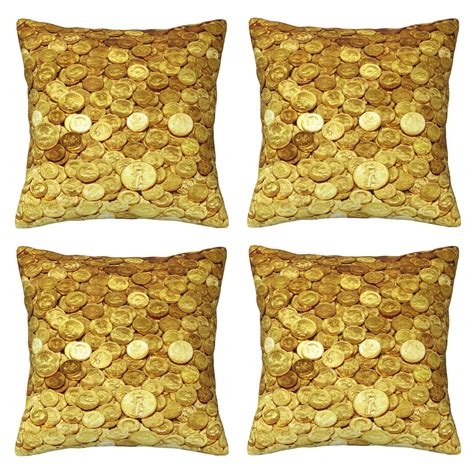 Home Throw Pillow Covers Two Sides Printed Gold Coins Amazing Decor Sofa Living Room Bed Couch ...