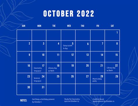 Calligraphy October 2022 Calendar in PSD, Illustrator, Word - Download ...