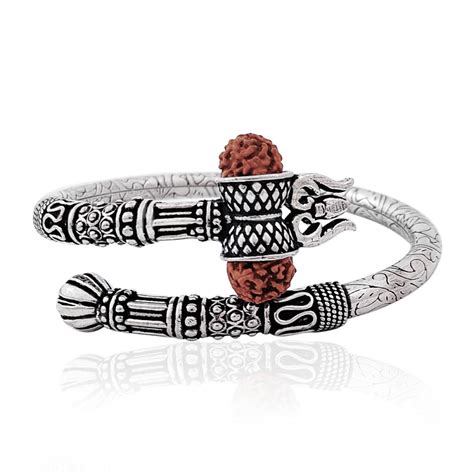 Shiv Trishul Damaroo Rudraksha Kada in Sterling Silver