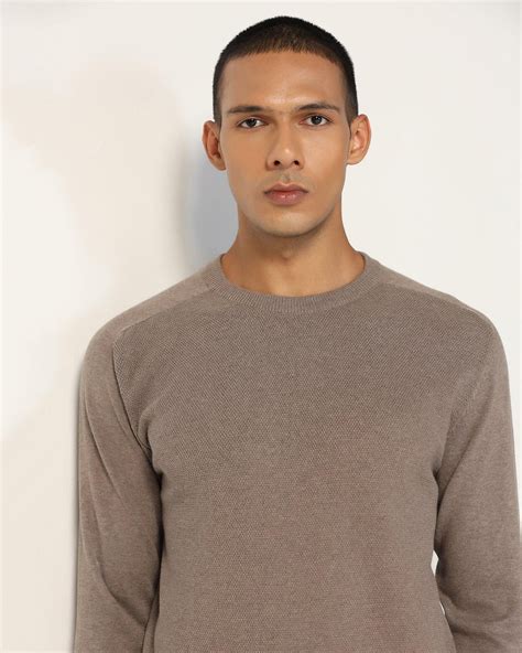 Buy Crew Neck Stone Structure Sweater Online at Blackberrys