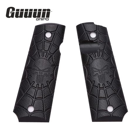 Buy Guuun G10 Grips for Full Size 1911 Pistol Custom Cobweb Skull ...