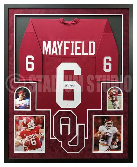 Baker Mayfield Autographed Framed Oklahoma Sooners Maroon Jersey - The ...