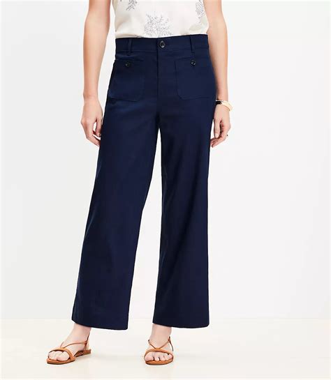 Petite Palmer Wide Leg Crop Pants in Linen Blend
