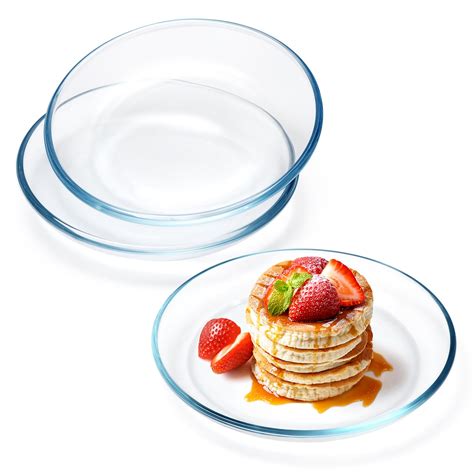Amazon.com | NUTRIUPS 3 Pack 7 inch Small Glass Plates, Clear Tempered ...