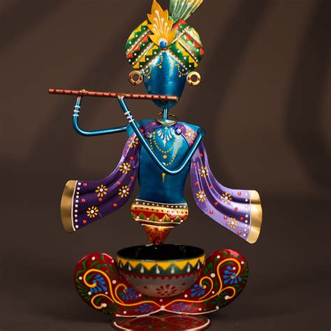Buy Hand Painted Krishna T-Light Candle Holder | Pooja Gift Ideas – Ikyem