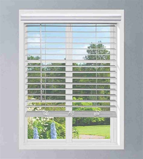 36 x 36 Faux Wood Blinds - White - Cordless with Crown Valance