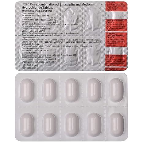 Trajenta Duo 2.5mg/1000mg - Strip of 10 Tablets : Amazon.in: Fashion