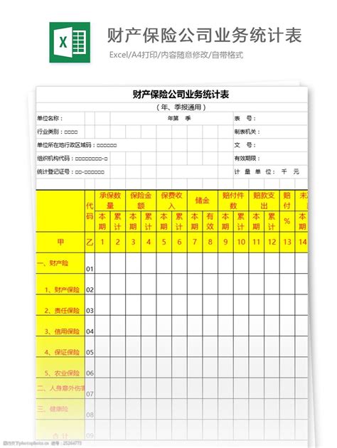 保险营收表Excel模板下载_熊猫办公