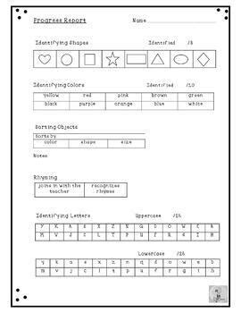 Preschool Assessment | Progress Report | Early Childhood | TPT