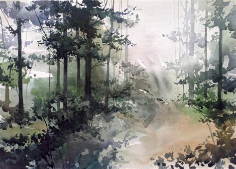 Watercolor Forest Painting