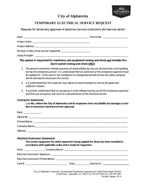 Fillable Online alpharetta ga Temporary Electrical Service Request ...