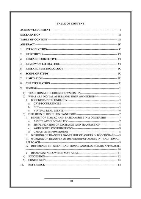 Ownership of Digital assets - III TABLE OF CONTENT ACKNOWLEDGEMENT - I ...