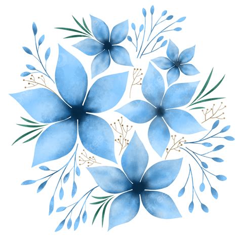 Watercolor Painting Flowers Blue