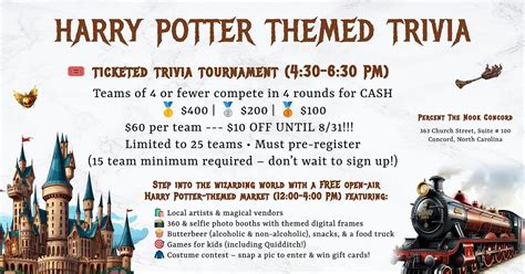 *WIN CASH PRIZES* Harry Potter Themed Trivia at Percent The Nook, 363 ...
