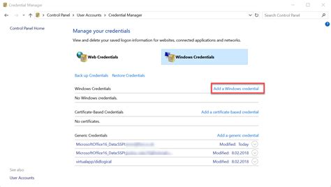 Image result for Add a Windows Credential Windows 1.0