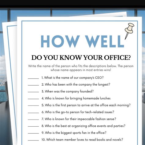 Office Trivia, How Well Do You Know Your Office Quiz Game, Office Party ...