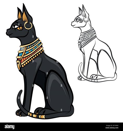 Egypt cat goddess bastet. Egyptian god, ancient figurine sitting, black ...